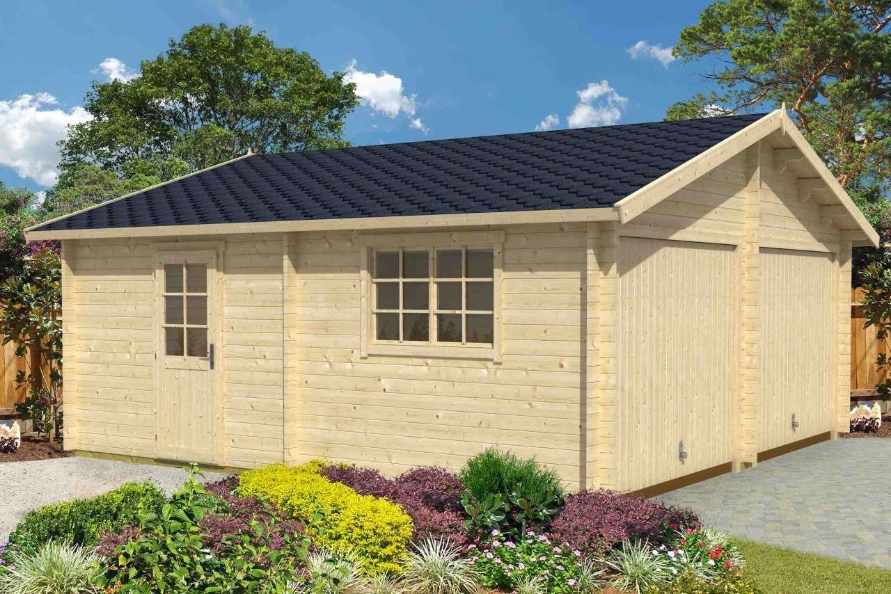 LASITA MAJA Garage Holzgarage Falkland mit 2 Schwingtoren lichtgrau, Doppelgarage aus Holz mit Premium Dachbahn LASITA MAJA Garage Holzgarage Falkland mit 2 Schwingtoren lichtgrau, Doppelgarage aus Holz mit Premium Dachbahn von LASITA MAJA