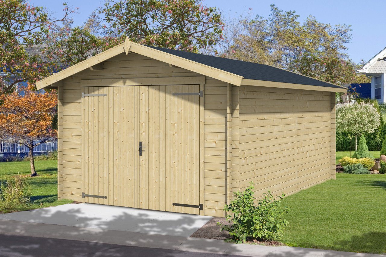 LASITA MAJA Garage Holzgarage Mauritius mit Holztor lichtgrau, Einzelgarage aus Holz mit Blechdach Anthrazitgrau LASITA MAJA Garage Holzgarage Mauritius mit Holztor lichtgrau, Einzelgarage aus Holz mit Blechdach Anthrazitgrau von LASITA MAJA