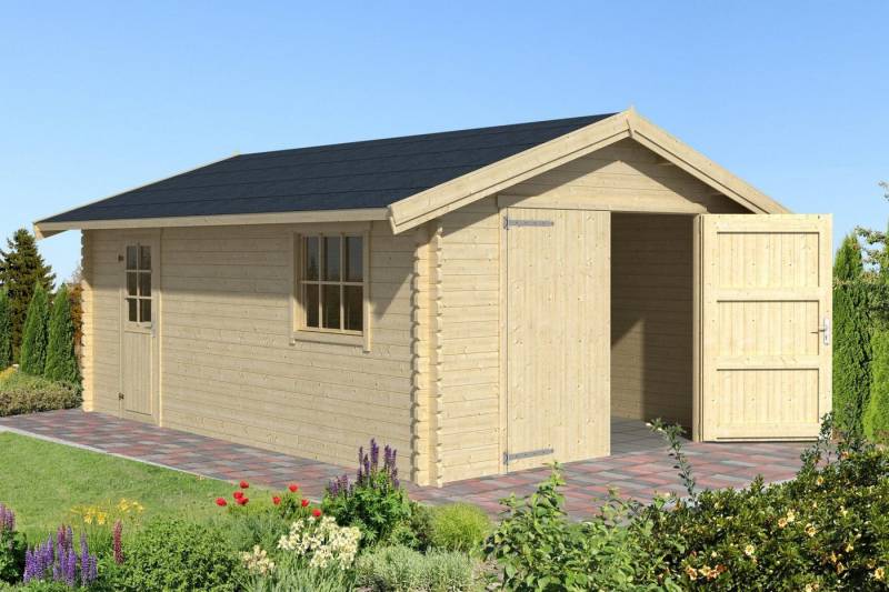 LASITA MAJA Garage Holzgarage Yarik mit Holztor carbongrau, Einzelgarage aus Holz mit Blechdach Anthrazitgrau von LASITA MAJA