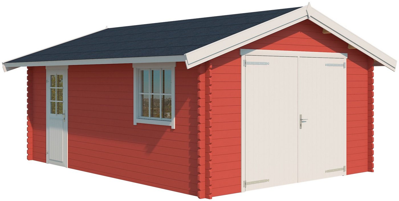 LASITA MAJA Garage Yarik, Blochbohlengarage 40mm, Fundamentmass 3800x5400, Schwedenrot von LASITA MAJA
