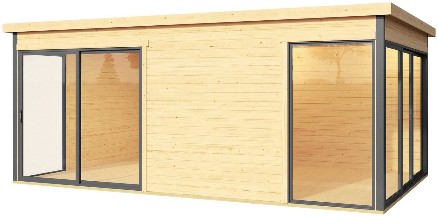 LASITA MAJA Gartenhaus DOMEO 3 NATUR/ANTHRAZIT, BxT: 528,4x341,5 cm, (Set), 2-Raum, Fundamentmass 5088 x 3219, Naturbelassen von LASITA MAJA