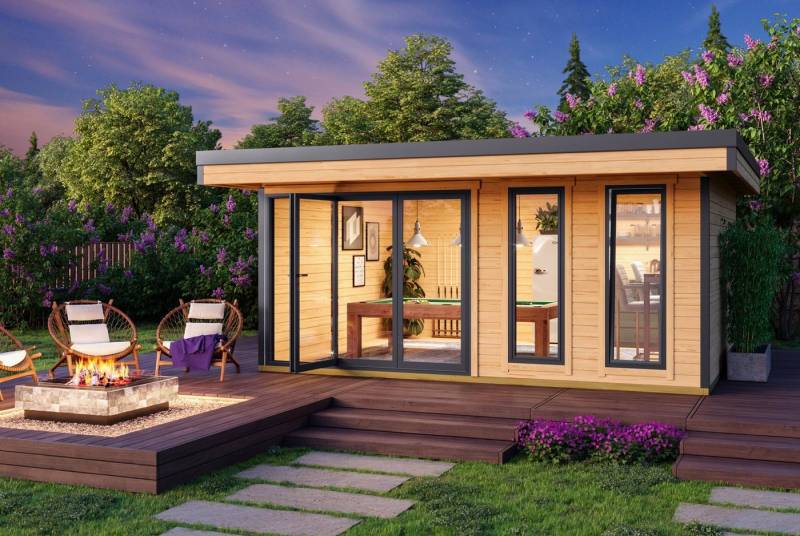 LASITA MAJA Gartenhaus DOMEO 8 NATUR/ANTHRAZIT, BxT: 560x489,2 cm, (Set), Fundamentmass 5000 x 4000, Naturbelassen von LASITA MAJA