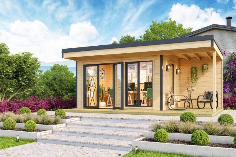 LASITA MAJA Gartenhaus Domeo 7 Holzhaus, BxT: 400x300 cm, mit Anbau von LASITA MAJA