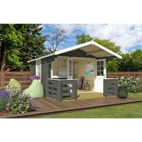 LASITA MAJA Gartenhaus »Lola«, BxHxT: 340,4 x 245,1 x 470 cm (Außenmaß inkl. Dachüberstand), grüngrau - gruen von LASITA MAJA