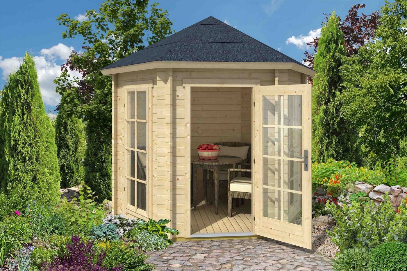 LASITA MAJA Gartenhaus Pavillon Inverness 44, BxT: 280x242 cm, mit Fußboden, 6-eckig LASITA MAJA Gartenhaus Pavillon Inverness 44, BxT: 280x242 cm, mit Fußboden, 6-eckig von LASITA MAJA