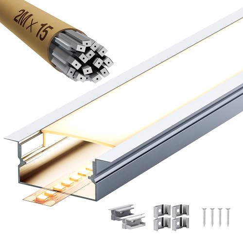 LASLUX 15 x LED Aluprofil 2m, LED U-Profil 19,7 x 10 mm für Led Streifen bis 16.7mm, inkl. Diffusor und Montagezubehör LASLUX 15 x LED Aluprofil 2m, LED U-Profil 19,7 x 10 mm für Led Streifen bis 16.7mm, inkl. Diffusor und Montagezubehör von LASLUX