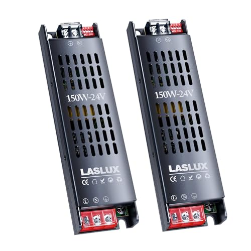 2 Stück LED Trafo 230V auf 24V 150W Dimmbar Mit Langsamer Anfang, Schaltnetzteil Transformator 12V, Stumm Treiber Netzteil 6.25A, Driver für Streifen (24V - 2PC, 150 Watt) von LASLUX