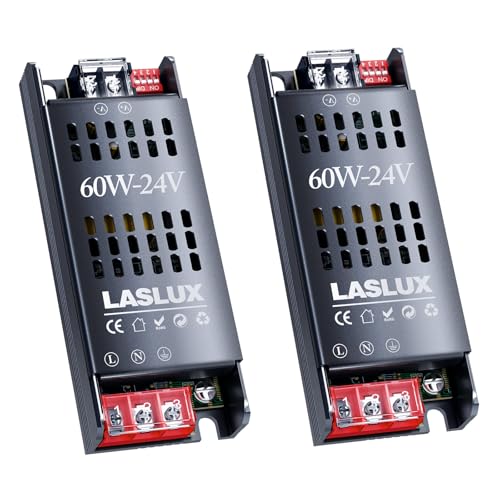 2 Stück LED Trafo 230V auf 24V 60W Dimmbar Mit Langsamer Anfang, Schaltnetzteil Transformator, Stumm Treiber Netzteil 2.5A, Driver (24V - 2PC, 60 Watt) von LASLUX