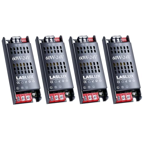 4 Stück LED Trafo 230V auf 24V 60W Dimmbar with Langsamer Anfang, Dimmbar Schaltnetzteil LED Transformator 24v, Stumm LED Treiber Netzteil 5A Driver (24V - 4PC, 60, Watt) von LASLUX