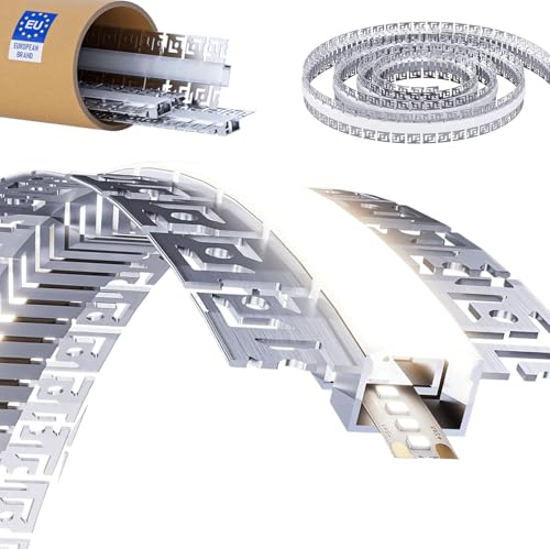 LASLUX 10 Stück Flexibles LED Trockenbauprofil 2m – Biegbares Aluminium-Einbauprofil für LED Streifen bis 18 mm, Unterputzprofil für Decken & Wände, kreative Kurven, Kreise & S-Formen von LASLUX