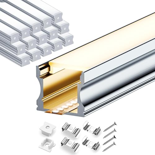 LASLUX 15x2m U-förmiges led aluprofil mit 15 milchigen led strip schiene Abdeckungen inklusive Endkappen und rostfreien Edelstahl-Montageclips für indirekte Beleuchtung mit led schienen System LASLUX 15x2m U-förmiges led aluprofil mit 15 milchigen led strip schiene Abdeckungen inklusive Endkappen und rostfreien Edelstahl-Montageclips für indirekte Beleuchtung mit led schienen System von LASLUX