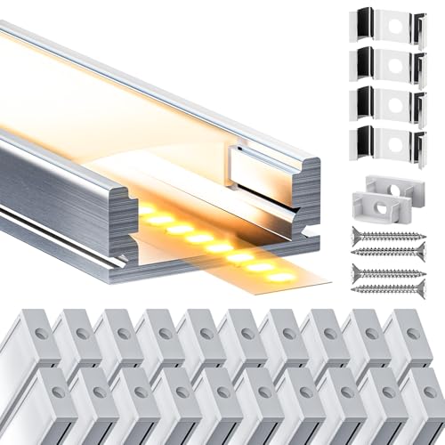 LASLUX 20 x 2 Metri di Profili Rettangolari in Alluminio per Strisce LED (40mt Totali) con Copertura Opaca Adatti a Strisce LED Fino a 12,4 mm di Larghezza - Dimensioni 17,4 x 7 mm von LASLUX