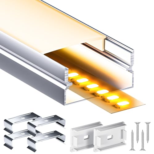 LASLUX LED Aluminium Profil 20 x 2m(40m) Aluminium Oberflächenprofil für LED Streifen bis 15 mm Breite mit milchweißer PC Abdeckung und Zubehörset(SP58) von LASLUX