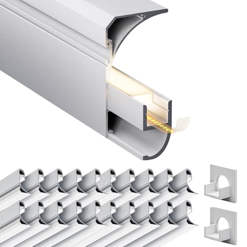 LASLUX LED Aluminium Profil 20 x 2m(40m) Aluminium Oberflächenprofil für LED Streifen bis 9mm Breite mit milchweißer PC Abdeckung und Zubehörset(SP57) von LASLUX