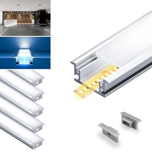 LASLUX LED Aluminium Profil für Led Streifen, 5×2M(10M) Led Kanal für LED Band LED Profil bis 12.3 mm, Decke Alu Profil Led Diffusor mit Milchig Weiß L2000*27,1 * 11,3mm von LASLUX