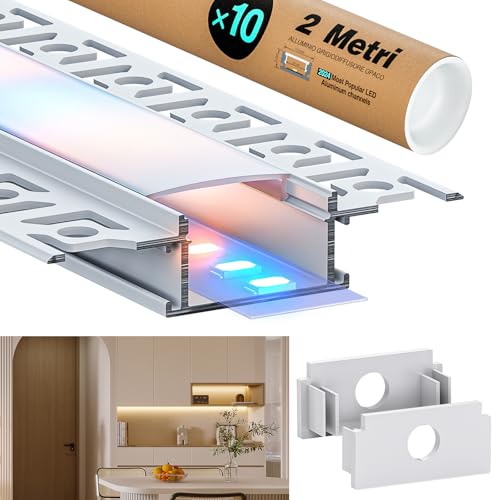 LASLUX LED Aluminium Profile Streifenprofile, 10 X 2 Meter U-Form LED-Kanäle, für den Einbau in Decken und Wände, mit milchigem Diffusor und Montagematerial LASLUX LED Aluminium Profile Streifenprofile, 10 X 2 Meter U-Form LED-Kanäle, für den Einbau in Decken und Wände, mit milchigem Diffusor und Montagematerial von LASLUX
