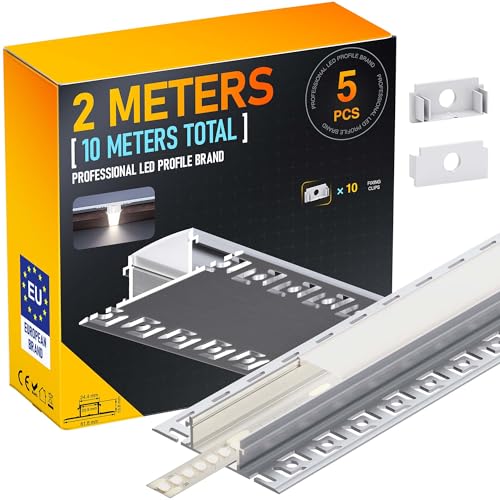 LASLUX LED Fliesenprofil 2m × 5 – Aluminium LED Kanalprofil 61,8×13,8mm – 20mm Innenbreite für Fliesenbeleuchtung LASLUX LED Fliesenprofil 2m × 5 – Aluminium LED Kanalprofil 61,8×13,8mm – 20mm Innenbreite für Fliesenbeleuchtung von LASLUX