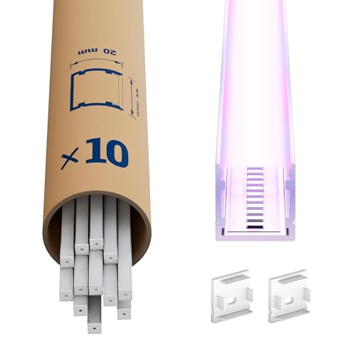 LED Aluminium Profil 10 × 2m – U-Form Aluprofil mit weißer Abdeckung – Alu Leiste für Lichtstreifen bis 15 mm - 20 x 20 mm - Led Profile Schiene Kanäle Leiste Diffusor LED Aluminium Profil 10 × 2m – U-Form Aluprofil mit weißer Abdeckung – Alu Leiste für Lichtstreifen bis 15 mm - 20 x 20 mm - Led Profile Schiene Kanäle Leiste Diffusor von LASLUX