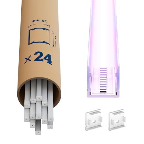 LED Aluminium Profil 24 × 2m – U-Form Aluprofil mit weißer Abdeckung – Alu Leiste für Lichtstreifen bis 15 mm - 20 x 20 mm - Led Profile Schiene Kanäle Leiste Diffusor LED Aluminium Profil 24 × 2m – U-Form Aluprofil mit weißer Abdeckung – Alu Leiste für Lichtstreifen bis 15 mm - 20 x 20 mm - Led Profile Schiene Kanäle Leiste Diffusor von LASLUX