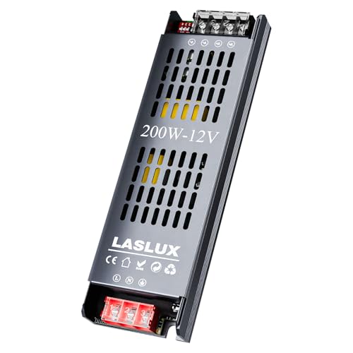 LED Trafo 230V auf 12V 200W Dimmbar with Langsamer Anfang, Dimmbar Schaltnetzteil LED Transformator 12v, Stumm Treiber Netzteil 16.6A, Driver (12V - 1PC, 200, Watt) von LASLUX