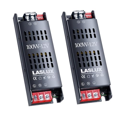 2 Stück LED Trafo 230V auf 12V 100W Dimmbar Mit Langsamer Anfang, Schaltnetzteil Transformator, Stumm Treiber Netzteil 8.3A, Driver (12V - 2PC, 100 Watt) von LASLUX