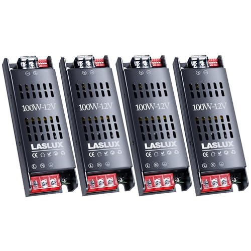 4 Stück LED Trafo 230V Auf 12V 100W Dimmbar Mit Langsamer Anfang, Schaltnetzteil Transformator, Stumm Treiber Netzteil 8.3A, Driver (12V - 4PC, 100 Watt) von LASLUX