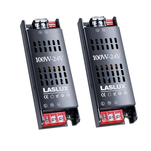 2 Stück LED Trafo 230V auf 24V 100W Dimmbar Mit Langsamer Anfang, Schaltnetzteil Transformator, Stumm Treiber Netzteil 5A, Driver (24V - 2PC, 100 Watt) von LASLUX