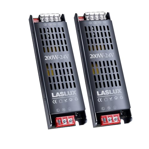 2 Stück LED Trafo 230V auf 24V 200W Dimmbar with Langsamer Anfang, Dimmbar Schaltnetzteil Transformator 24v, Stumm Treiber Netzteil 8.3A, Driver (24V - 2PC, 200, Watt) von LASLUX