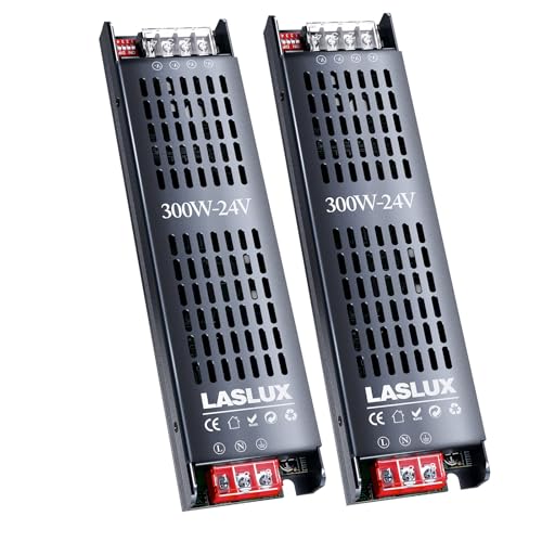 2 Stück LED Trafo 230V auf 24V 300W Dimmbar with Langsamer Anfang, Dimmbar Schaltnetzteil LED Transformator 24v, Stumm LED Treiber Netzteil 12.5A, LED Driver (24V - 2PC, 300, Watt) von LASLUX