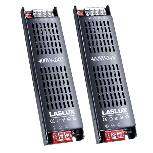 2 Stück LED Trafo 230V auf 24V 400W Dimmbar with Langsamer Anfang, Dimmbar Schaltnetzteil LED Transformator 24v, Stumm Treiber Netzteil 16.6A, Driver (24V - 2PC, 400, Watt) von LASLUX