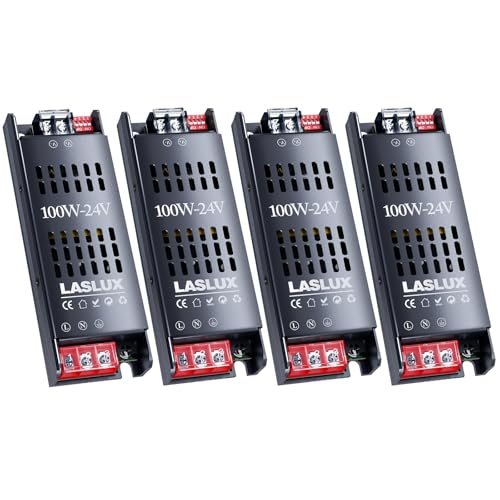 4 Stück LED Trafo 230V auf 24V 100W Dimmbar with Langsamer Anfang, Dimmbar Schaltnetzteil Transformator 24v, Stumm LED Treiber Netzteil 5A, LED Driver (24V - 4PC, 100, Watt) von LASLUX