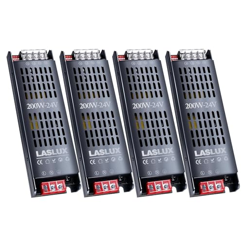4 Stück LED Trafo 230V auf 24V 200W Dimmbar with Langsamer Anfang, Dimmbar Schaltnetzteil LED Transformator 24v, Stumm Treiber Netzteil 8.3A, LED Driver (24V - 4PC, 200, Watt) von LASLUX