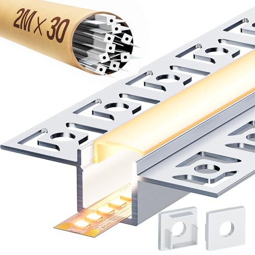 LED Trockenbauprofil 2M, Aluminium Profil für LED Strip, Schiene Unterputz, Kanal und Diffusor Aufputz für Indirekte Beleuchtung Decke von LASLUX