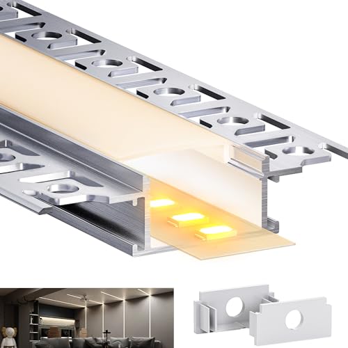 LED Trockenbauprofil 2M Aluminium Profil Schiene Unterputz Kanal und Diffusor Aufputz für Indirekte Beleuchtung Deck (LED Drywall Profile -2M, 1) von LASLUX