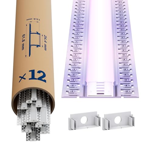 LED Trockenbauprofil 2m × 12 – Alu Unterputz Profil 24.4 x 13.8mm für Streifen bis 21mm – Led unterputz profil trockenbau Aluminium Profile Schiene Kanäle Leiste Diffusor mit Abdeckung & Clips LED Trockenbauprofil 2m × 12 – Alu Unterputz Profil 24.4 x 13.8mm für Streifen bis 21mm – Led unterputz profil trockenbau Aluminium Profile Schiene Kanäle Leiste Diffusor mit Abdeckung & Clips von LASLUX