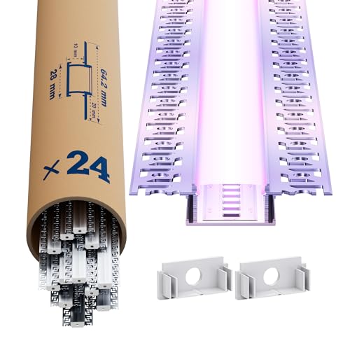 LED Trockenbauprofil 2m × 24 – Alu Unterputz Profil 28x13.8mm für Streifen bis 21mm – Led unterputz profil trockenbau Aluminium Profile Schiene Kanäle Leiste Diffusor mit Abdeckung & Clips LED Trockenbauprofil 2m × 24 – Alu Unterputz Profil 28x13.8mm für Streifen bis 21mm – Led unterputz profil trockenbau Aluminium Profile Schiene Kanäle Leiste Diffusor mit Abdeckung & Clips von LASLUX