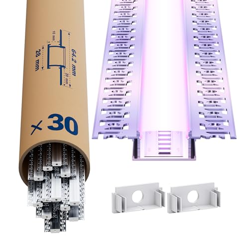 LED Trockenbauprofil 2m × 30 – Alu Unterputz Profil 28x13.8mm für Streifen bis 21mm – Led unterputz profil trockenbau Aluminium Profile Schiene Kanäle Leiste Diffusor mit Abdeckung & Clips LED Trockenbauprofil 2m × 30 – Alu Unterputz Profil 28x13.8mm für Streifen bis 21mm – Led unterputz profil trockenbau Aluminium Profile Schiene Kanäle Leiste Diffusor mit Abdeckung & Clips von LASLUX
