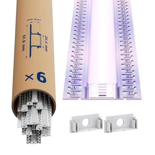 LED Trockenbauprofil 2m × 6 – Alu Unterputz Profil 24.4 x 13.8mm für Streifen bis 21mm – Led unterputz profil trockenbau Aluminium Profile Schiene Kanäle Leiste Diffusor mit Abdeckung & Clips LED Trockenbauprofil 2m × 6 – Alu Unterputz Profil 24.4 x 13.8mm für Streifen bis 21mm – Led unterputz profil trockenbau Aluminium Profile Schiene Kanäle Leiste Diffusor mit Abdeckung & Clips von LASLUX