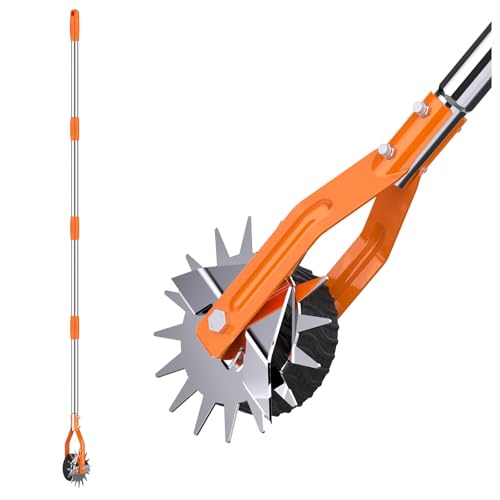 LASTOOLS Kantenschneider Rad-Rotationskantenschneider, manueller Rasenkantenschneider für Gehwege, Edelstahlgriff, verstellbare Höhe -66.7Inch,Orange von LASTOOLS