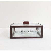 Antik Art Deco Handschliff Glas Schatulle/Kästchen Schmuckkasten, Art, Handarbeit Deckeldose von LASTWALLFLOWER