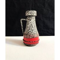 Mid Century Fat Lava "Schlossberg" Keramik Vase/Modell 283-20 West Germany Pottery Rot-Schwarz-Weiss Vintage von LASTWALLFLOWER