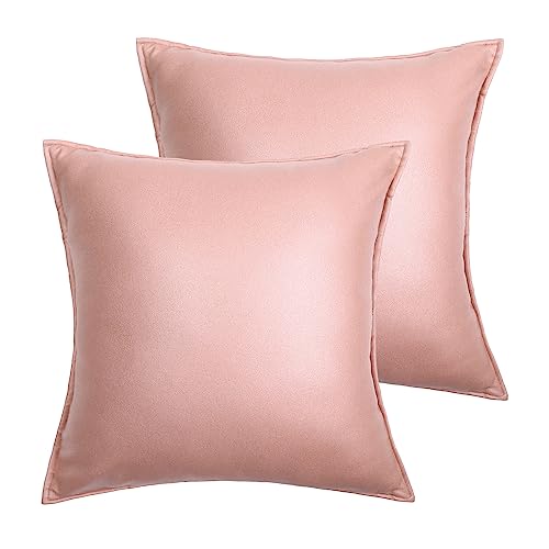 LAT 2 Set Kunstleder Kissenbezug 40x40cm Dekorative Überwurf-Kissenbezüge, Wasserdicht, Langlebig, Kissenhülle für Sofa, Couch, Bett, Stuhl, Autositz (Pink) von LAT LEE AND TOWN