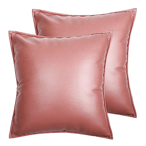 LAT 2 Set Kunstleder Kissenbezug 40x40cm Dekorative Überwurf-Kissenbezüge, Wasserdicht, Langlebig, Kissenhülle für Sofa, Couch, Bett, Stuhl, Autositz (Red) von LAT LEE AND TOWN