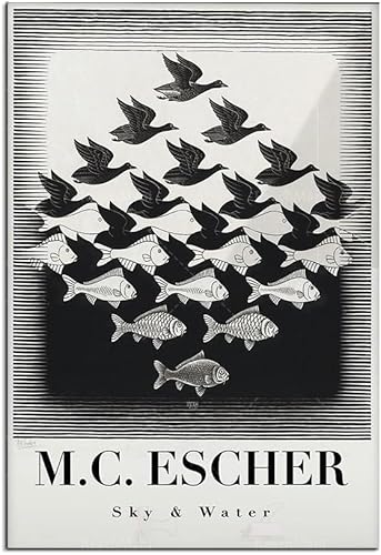 LATAFA Berühmte M.C Escher Poster und Drucke《Relativität Optische Täuschung》Leinwand Gemälde M.C Escher Wandkunst M.C Escher Bilder Home Decor 40x60cm Kein Rahmen von LATAFA