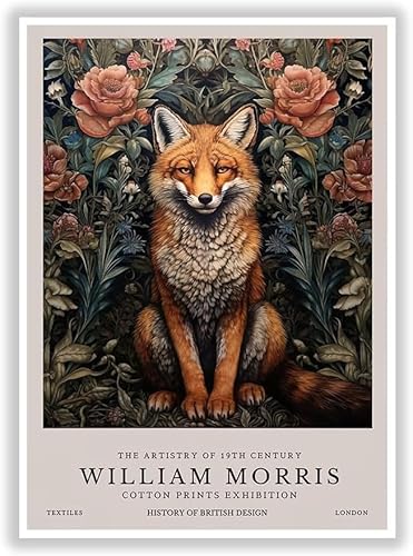 LATAFA Berühmte William Morris Fox Poster Tier Blumen Wandkunst William Morris Drucke William Morris Leinwand Gemälde Home Decor Bilder 40x60cm Kein Rahmen von LATAFA