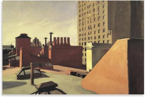 LATAFA Edward Hopper Poster und Drucke《Stadtdächer》Leinwandmalerei Edward Hopper Wandkunst Edward Hopper Bilder für Wohnzimmerdekor 50x70cmx1 Kein Rahmen von LATAFA