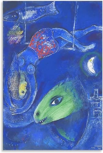 LATAFA Marc Chagall Poster《Etude Pour Le Cirque Bleu ou Acrobate》Leinwand Wandkunst Marc Chagall Malerei Und Drucke Home Decor Bilder 40x60cmx1 Kein Rahmen von LATAFA