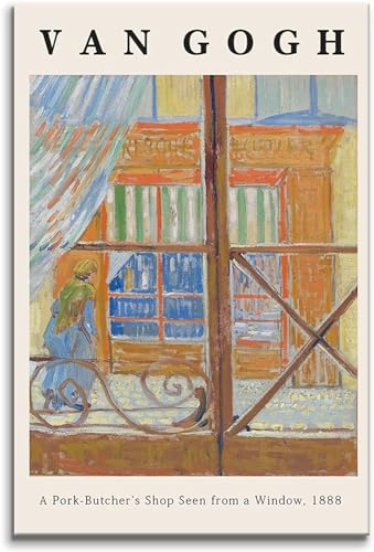 LATAFA Van Gogh Poster und Drucke《Eine Schweinemetzgerei aus einem Fenster gesehen》Leinwandgemälde Van Gogh Wandkunst Feine Bilder für Wohnkultur 60x80cm Kein Rahmen von LATAFA