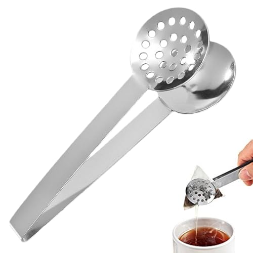 Teebeutelpresse – Teebeutelzange aus Edelstahl | Teebeutellöffel aus Metall | Verdickter Teesieb-Halter-Clip | Greifender Eiszuckerwürfel-Lemon-Clip-Löffel für Teeliebhaber, Teepresse für Teebeutel von LATAFA