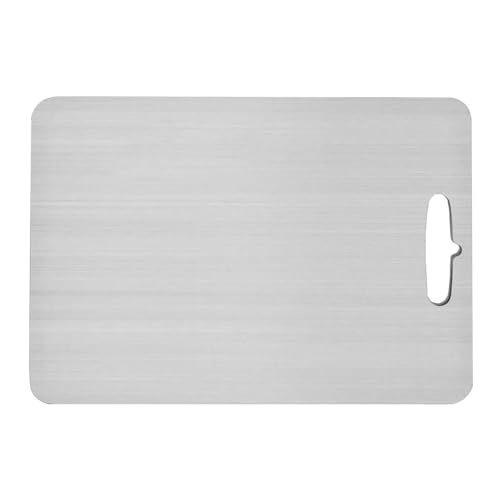 Titan-Schneidebrett – leichtes Titan-Schneidebrett | Doppelseitiges Schneidebrett | Easy Grip Backbrett für Arbeitsplatte | Schneidebrett aus Metall in Küchenqualität für Fleisch, Obst, Gemüse von LATAFA